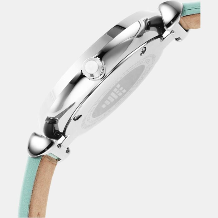 Emporio Armani Gianni T Bar Analog Crystals Silver Dial Blue Leather Strap Watch For Women - AR11443 - Image 6